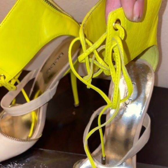 BEBE Leather Zipper Lace-Up Anklet Heels - Picture 4 of 5